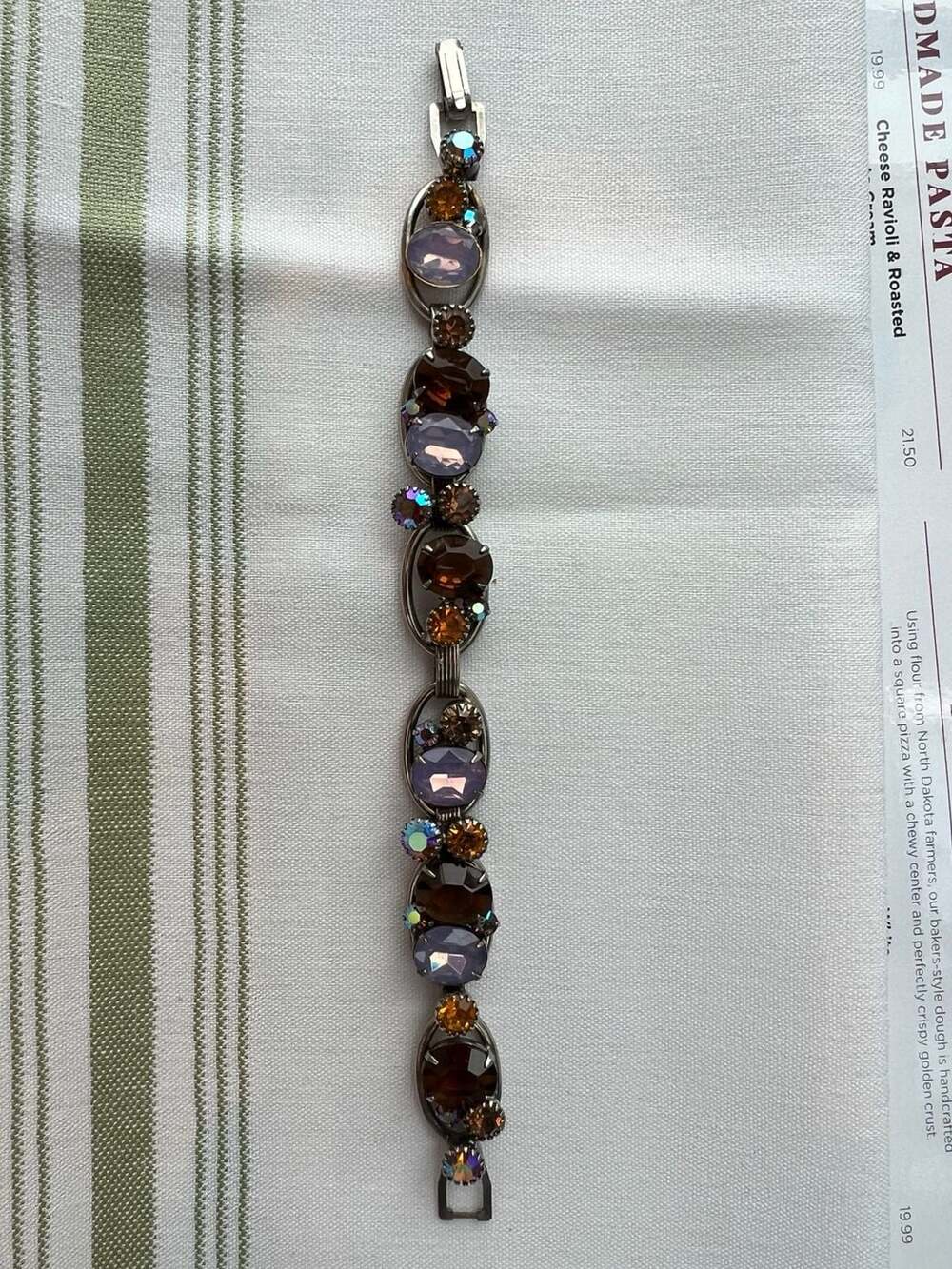 Weiss Vintage Rhinestone Cocktail Link Bracelet Brown Amethyst